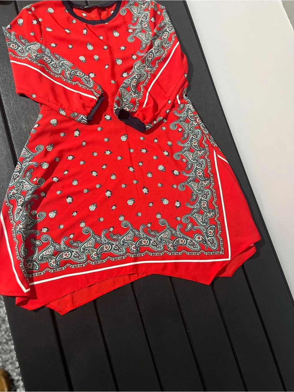 Zara Red Paisley Bandana Scarf Print Boho Dress S